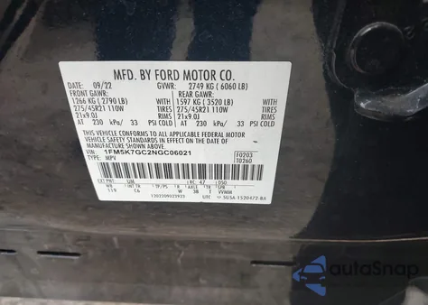 2022 Ford Explorer St z USA, uszkodzony, nr VIN 1FM5K7GC2NGC06021